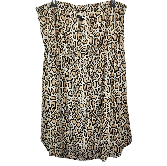 Lane Bryant Cheetah Leopard Animal Print Strapless Hi Lo Pocket Dress Size 22/24 - Picture 3 of 11
